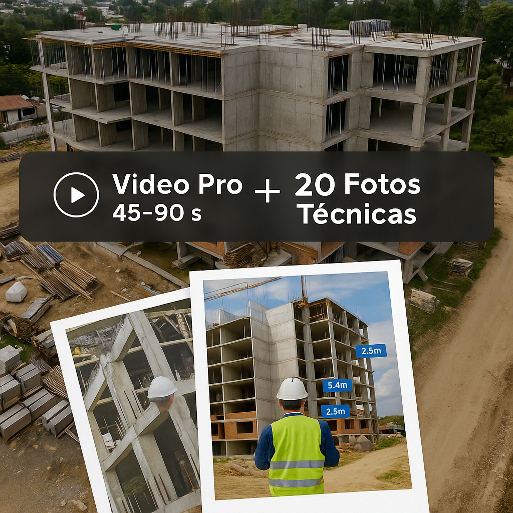 Pack Video Profesional + 20 Fotos Técnicas para Avance de Obra