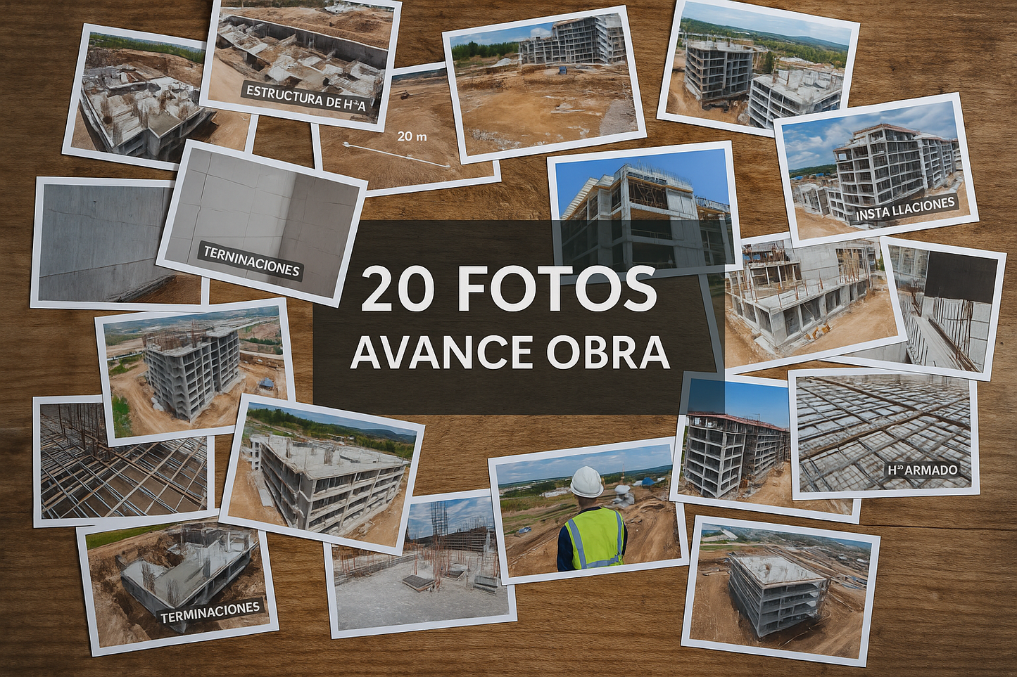 Pack de 20 Fotografías Técnicas de Avance de Obra